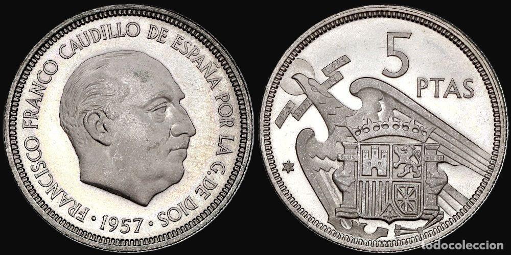 Monedas Franco: SPAIN 5 PESETAS 1957*75 PROOF
