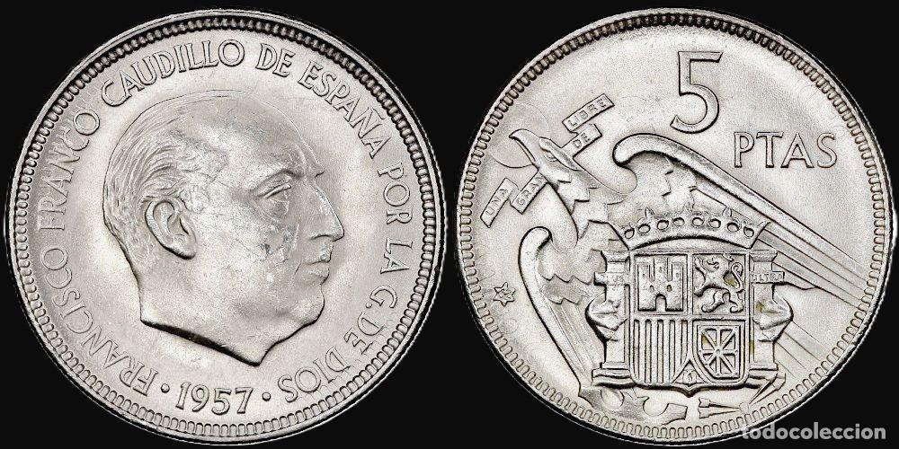 Monedas Franco: SPAIN 5 PESETAS 1957*62 UNC