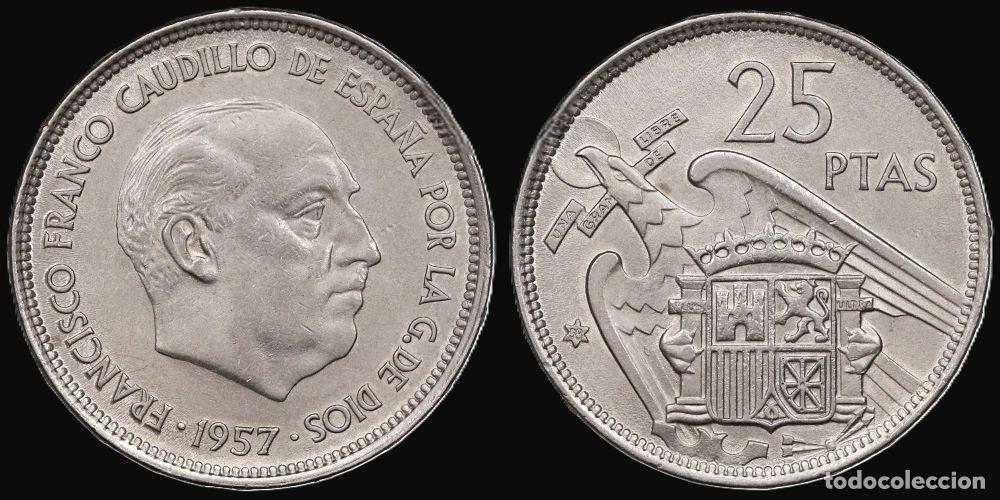 Monedas Franco: SPAIN 25 PESETAS 1957*58