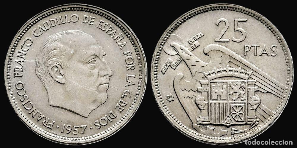 Monedas Franco: SPAIN 25 PESETAS 1957*58 VERY GOOD CONDITION