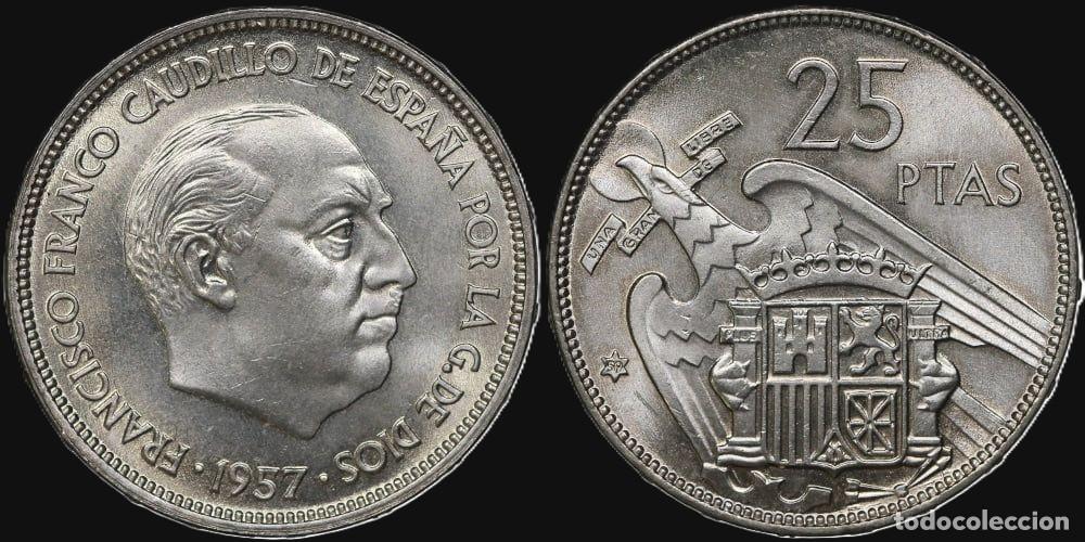 Monedas Franco: SPAIN 25 PESETAS 1957*59 UNC