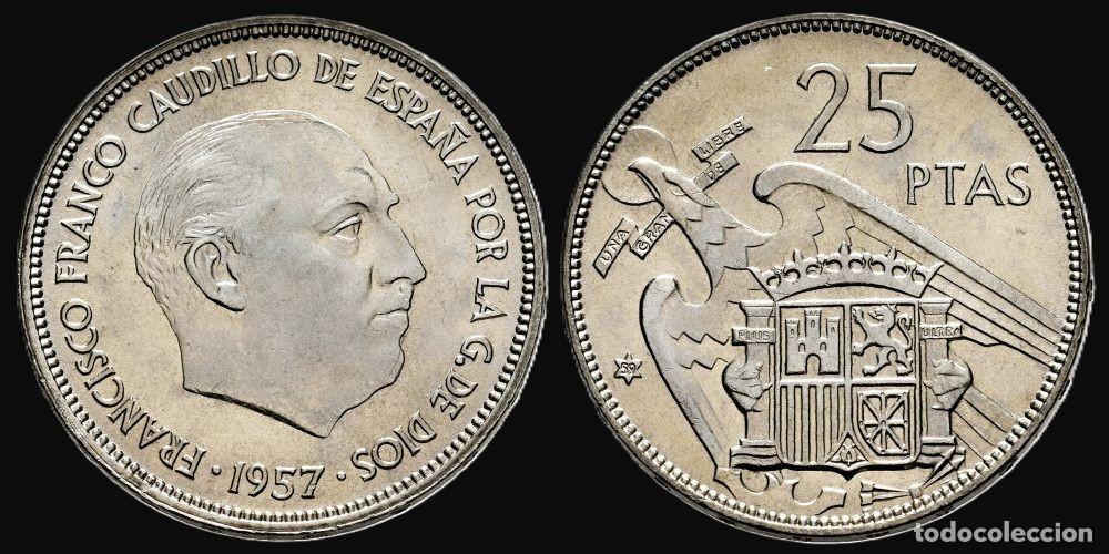 Monedas Franco: SPAIN 25 PESETAS 1957*59 UNC