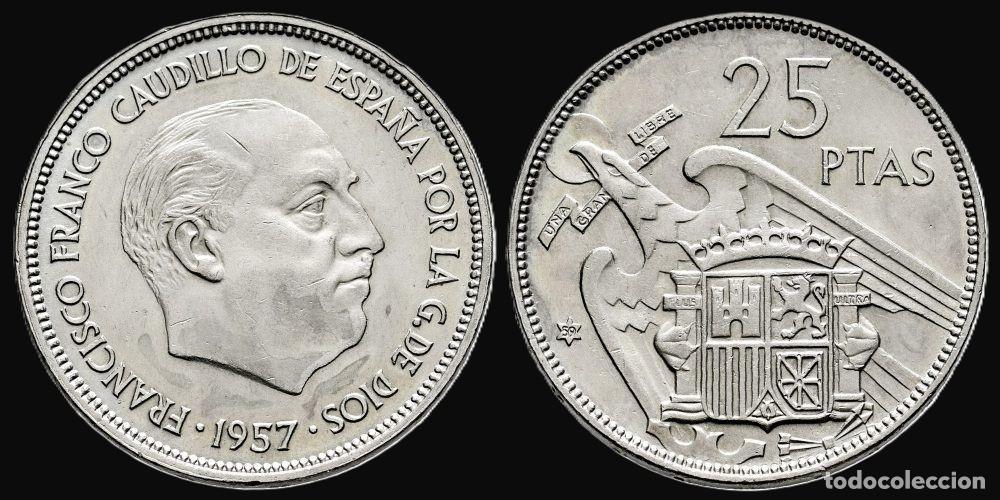Monedas Franco: SPAIN 25 PESETAS 1957*59 VERY GOOD CONDITION