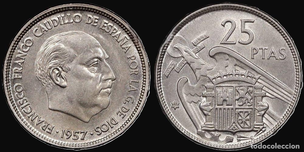 Monedas Franco: SPAIN 25 PESETAS 1957*61 VERY GOOD CONDITION