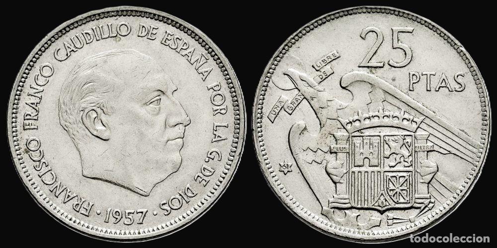 Monedas Franco: SPAIN 25 PESETAS 1957*61 VERY GOOD CONDITION