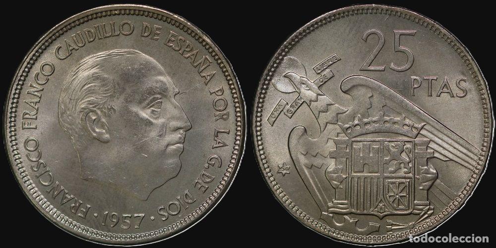 Monedas Franco: SPAIN 25 PESETAS 1957*64 UNC