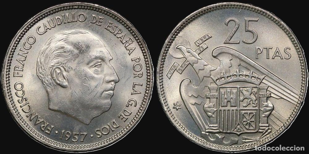 Monedas Franco: SPAIN 25 PESETAS 1957*64 UNC