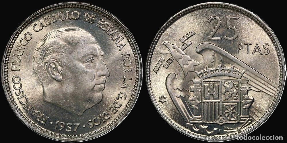Monedas Franco: SPAIN 25 PESETAS 1957*65 UNC