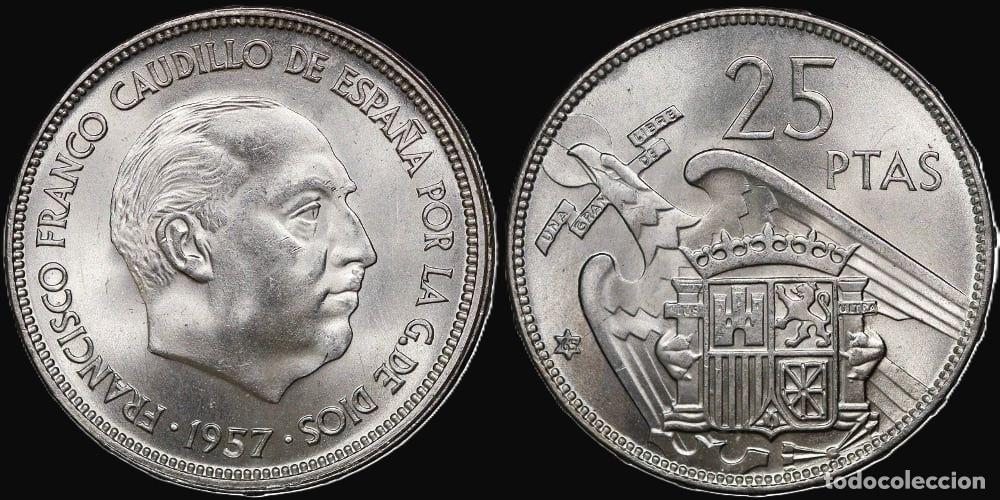 Monedas Franco: SPAIN 25 PESETAS 1957*65 UNC