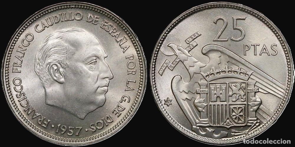 Monedas Franco: SPAIN 25 PESETAS 1957*65 UNC