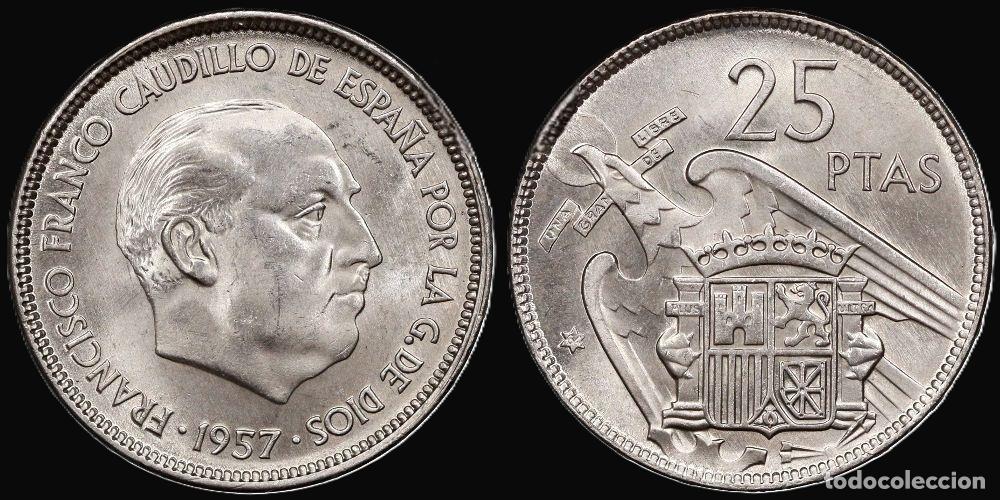 Monedas Franco: SPAIN 25 PESETAS 1957*64 UNC