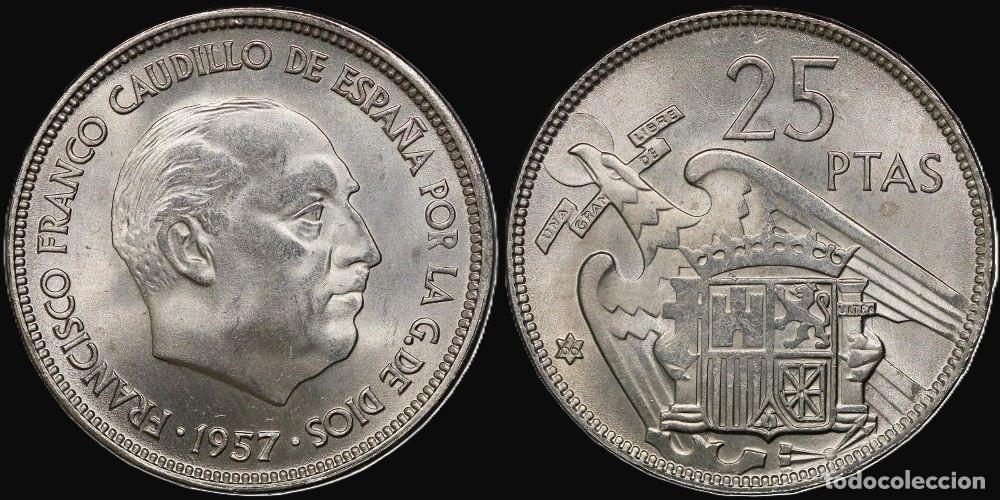Monedas Franco: SPAIN 25 PESETAS 1957*66 UNC