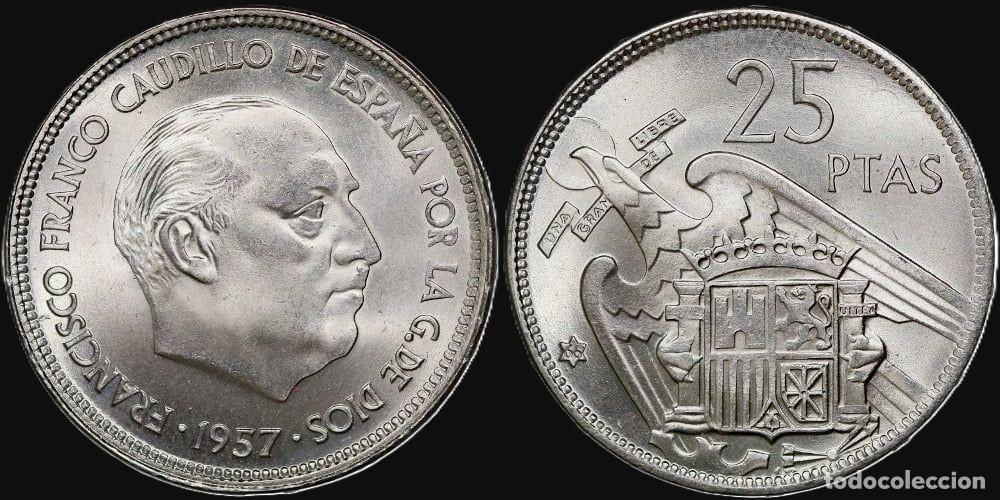 Monedas Franco: SPAIN 25 PESETAS 1957*66 UNC
