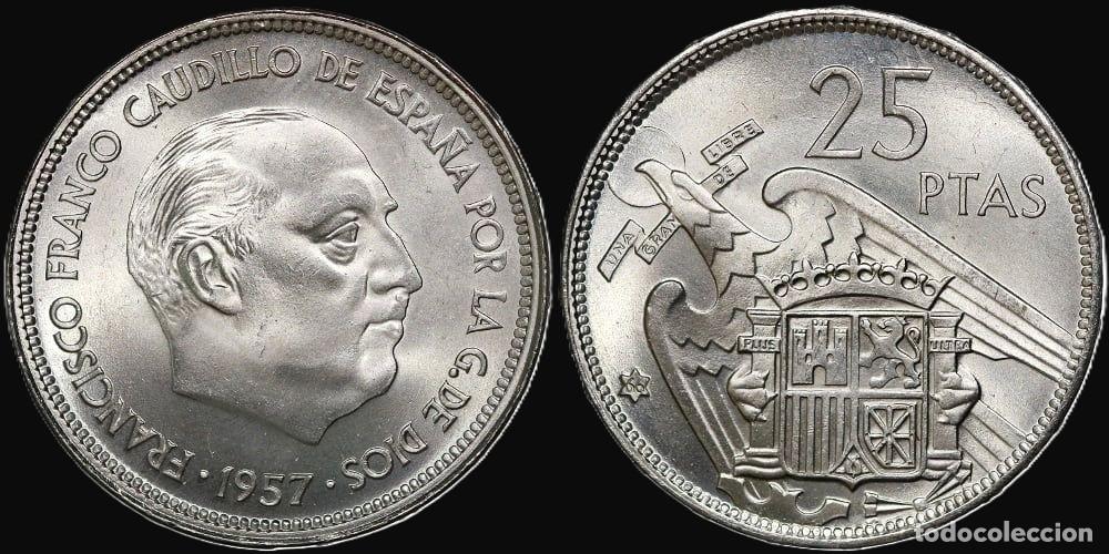 Monedas Franco: SPAIN 25 PESETAS 1957*66 UNC