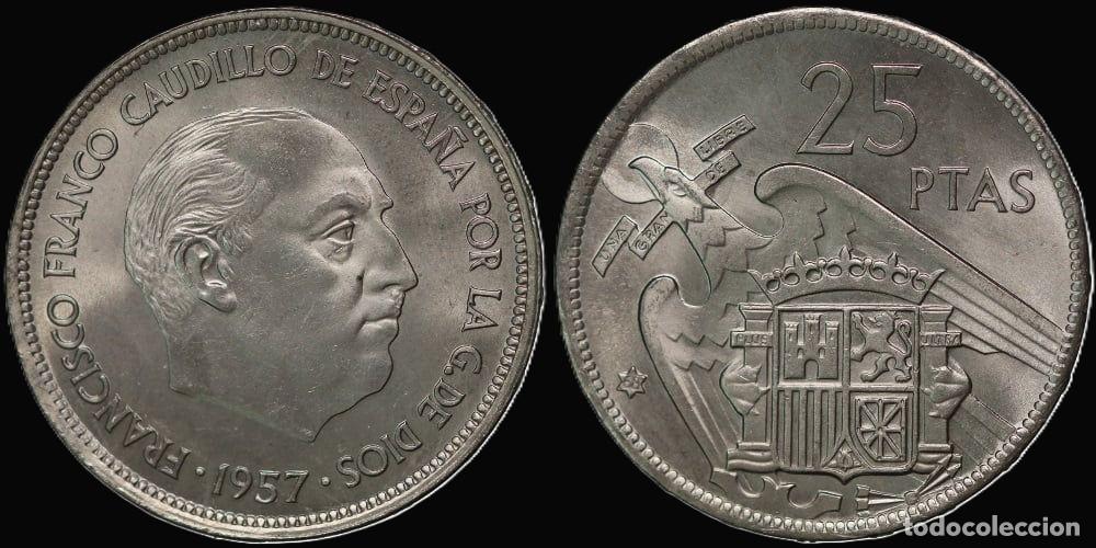 Monedas Franco: SPAIN 25 PESETAS 1957*68 UNC