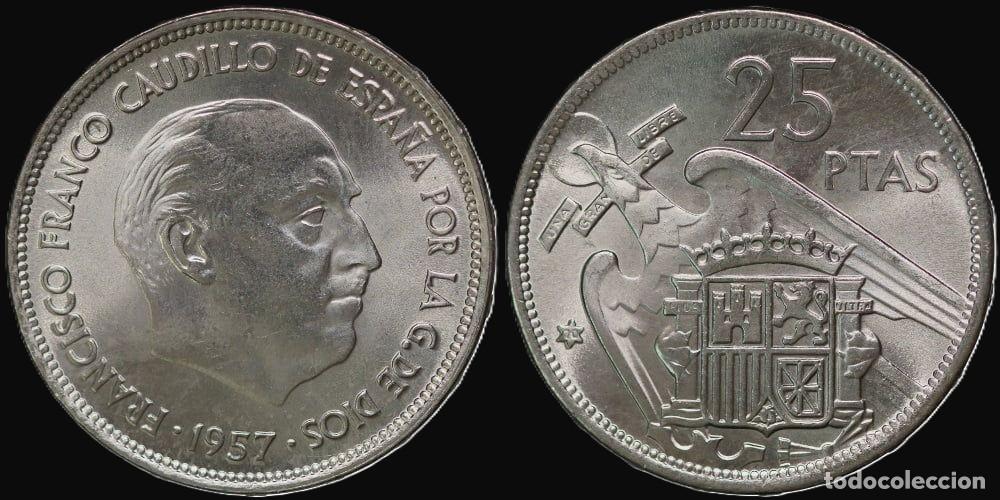 Monedas Franco: SPAIN 25 PESETAS 1957*70 UNC