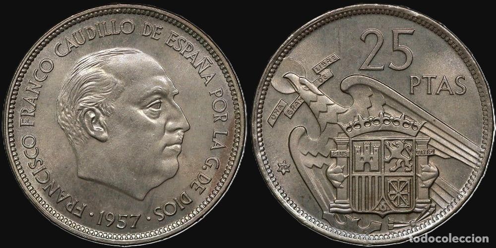 Monedas Franco: SPAIN 25 PESETAS 1957*70 PROFF