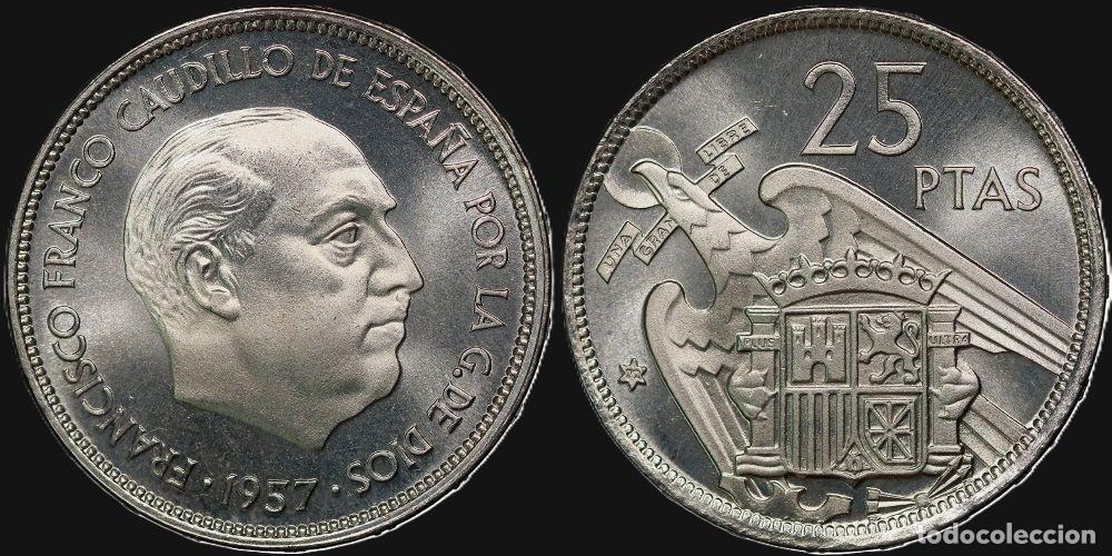 Monedas Franco: SPAIN 25 PESETAS 1957*72 UNC