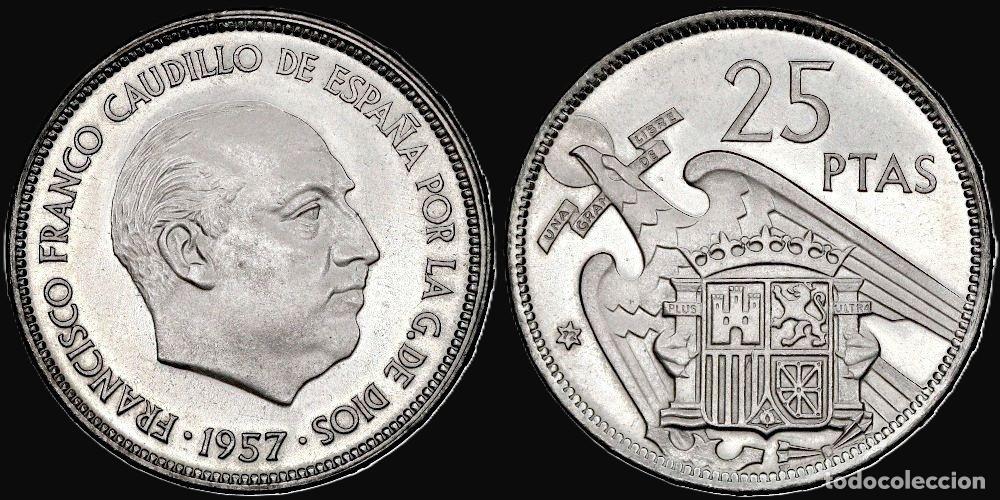 Monedas Franco: SPAIN 25 PESETAS 1957*72 PROOF