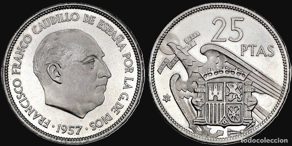 Monedas Franco: SPAIN 25 PESETAS 1957*73 PROOF