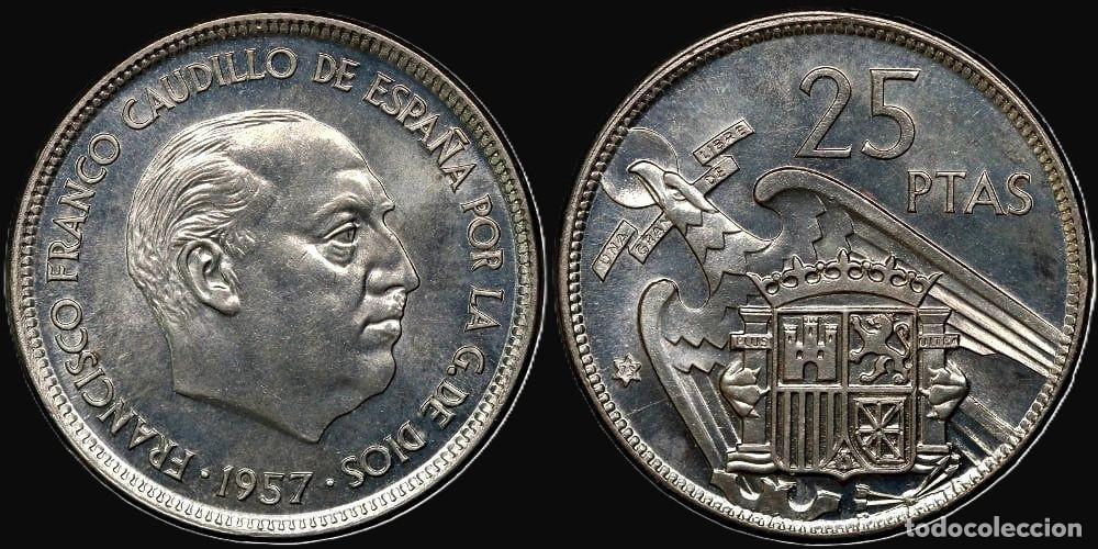 Monedas Franco: SPAIN 25 PESETAS 1957*75 UNC