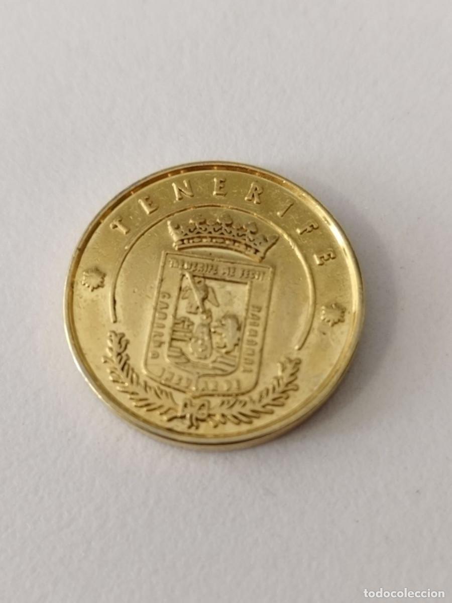 Monedas Franco: Moneda Her&aacute;ldica Escudo de Tenerife Ba&ntilde;ada en oro 24K. Arra de boda