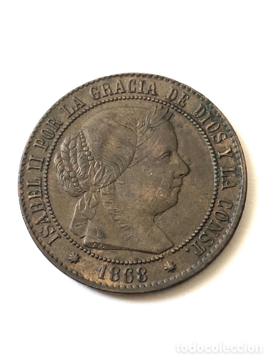 Monedas Franco: Moneda de Espa&ntilde;a 2 1/2 c&eacute;ntimos de escudo 1868- Isabella II