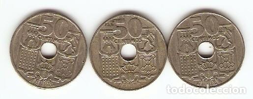 Monedas Franco: ANCLA Y TIMON TRES MONEDAS DE 50 CENTIMOS - Foto 2