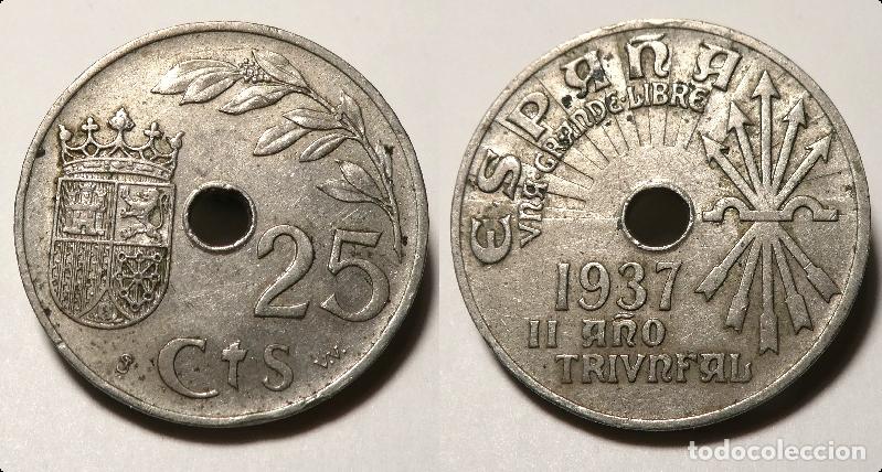 Monedas Franco: MONEDA DE 25 CENTIMOS 1937 II A&Ntilde;O TRIUNFAL