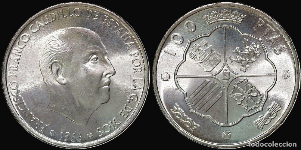 Monedas Franco: SPAIN 100 PESETAS 1966*68 UNC