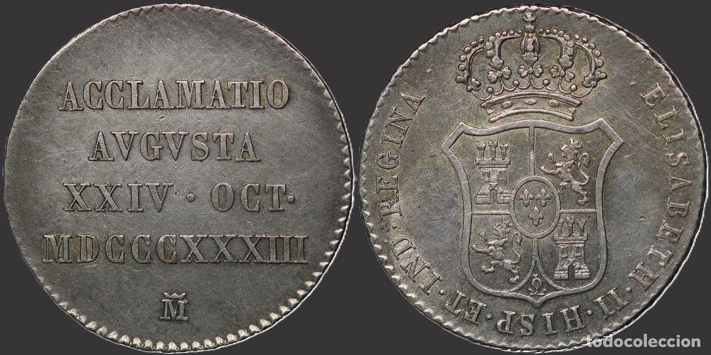 Monedas Franco: Spain Proclamation in Madrid 1833 Silver