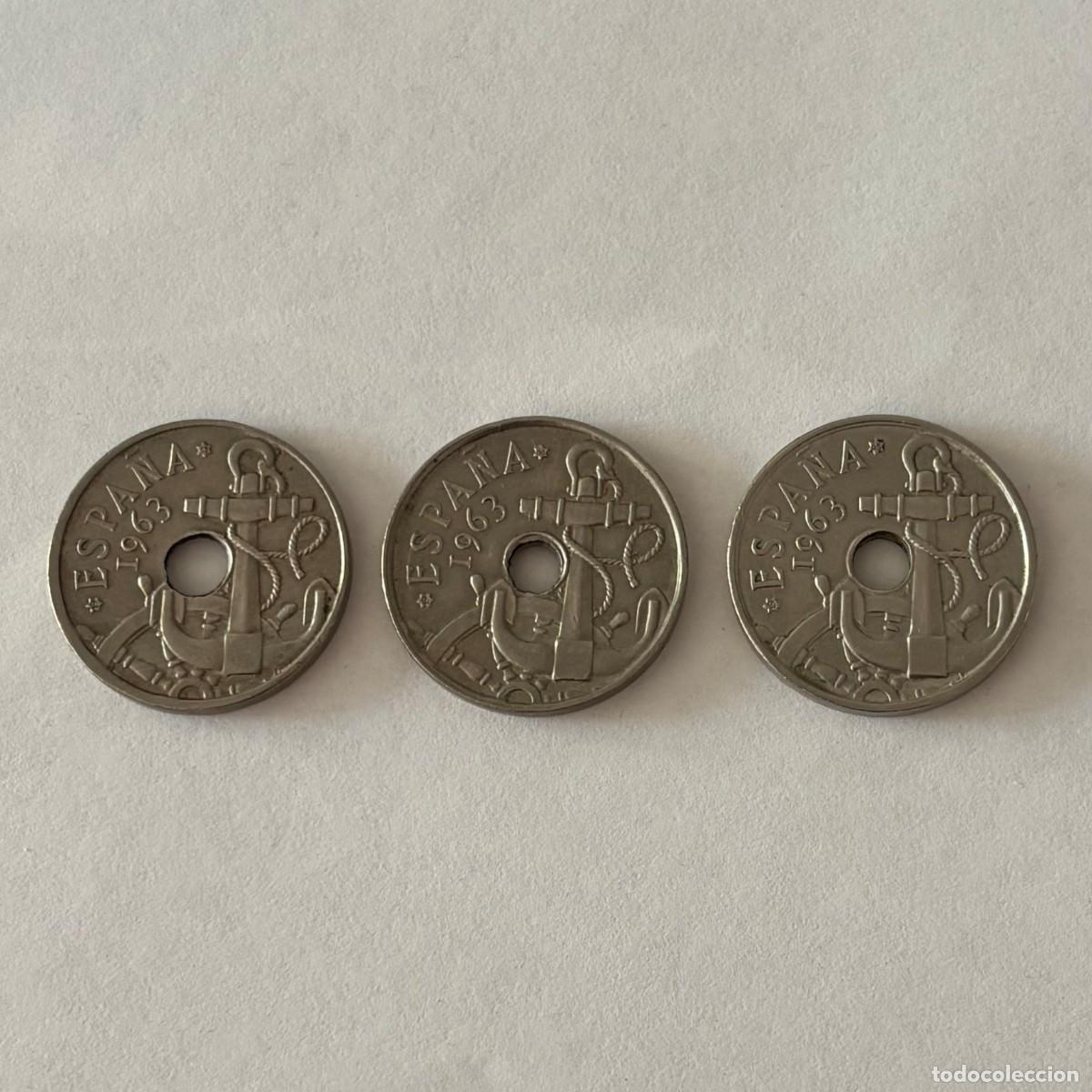 Monedas Franco: LOTE TRES MONEDAS DE 50 C&Eacute;NTIMOS 1963 ESTRELLAS 63-64 Y 65 (FOTO) ESTRELLAS MUY CLARAS