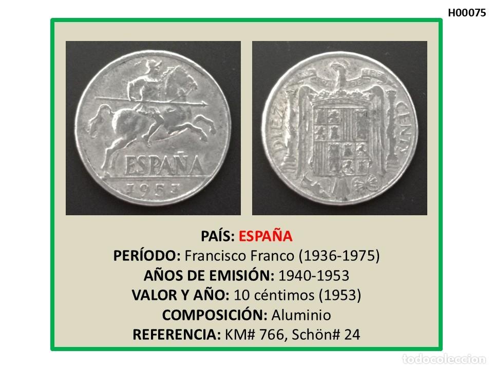 Monedas Franco: MONEDA ESPA&Ntilde;A (FRANCISCO FRANCO). 10 C&Eacute;NTIMOS (1953)