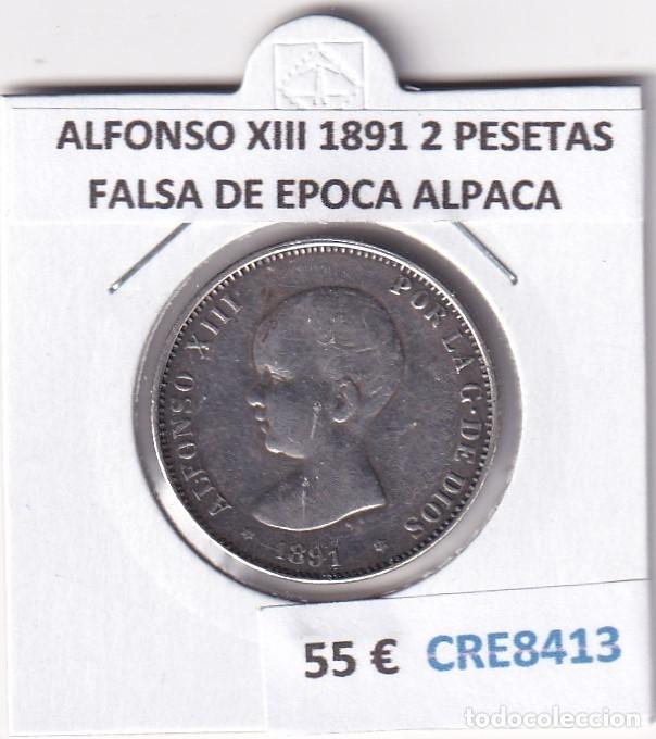 Franco Coins: CRE8413 MONEDA ESPA&Ntilde;A ALFONSO XIII 1891 2 PESETAS FALSA DE EPOCA