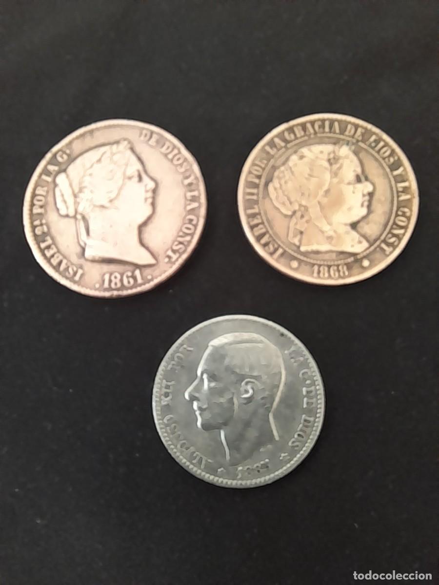 Monedas Franco: Lote 3 monedas antiguas espa&ntilde;olas