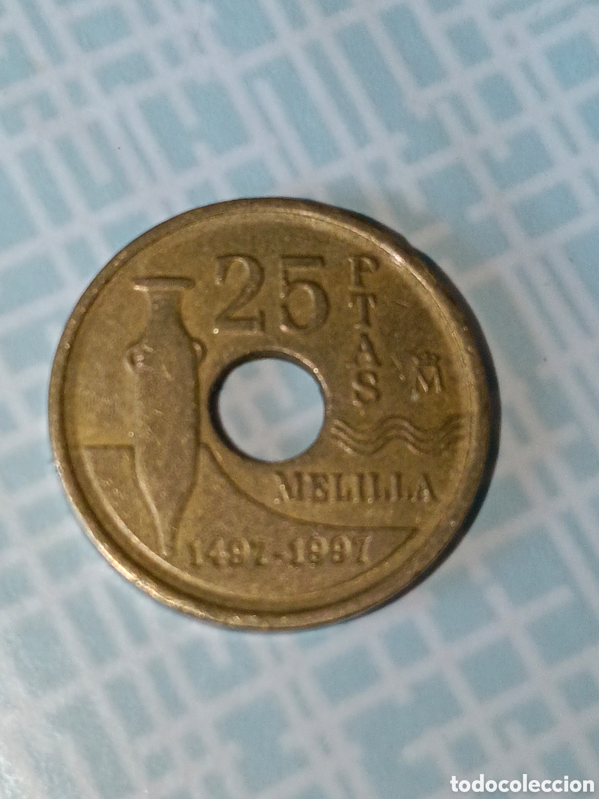 Monedas Franco: Moneda espa&ntilde;ola 25 pesetas Melilla 1497-1997