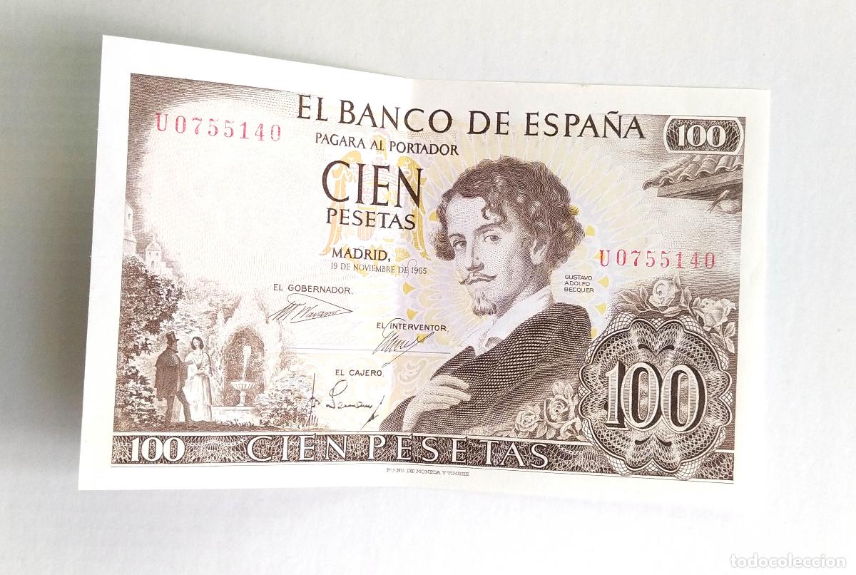 Monedas Franco: Billete del Banco de Espa&ntilde;a 100 pesetas 1965 serie U EBC+