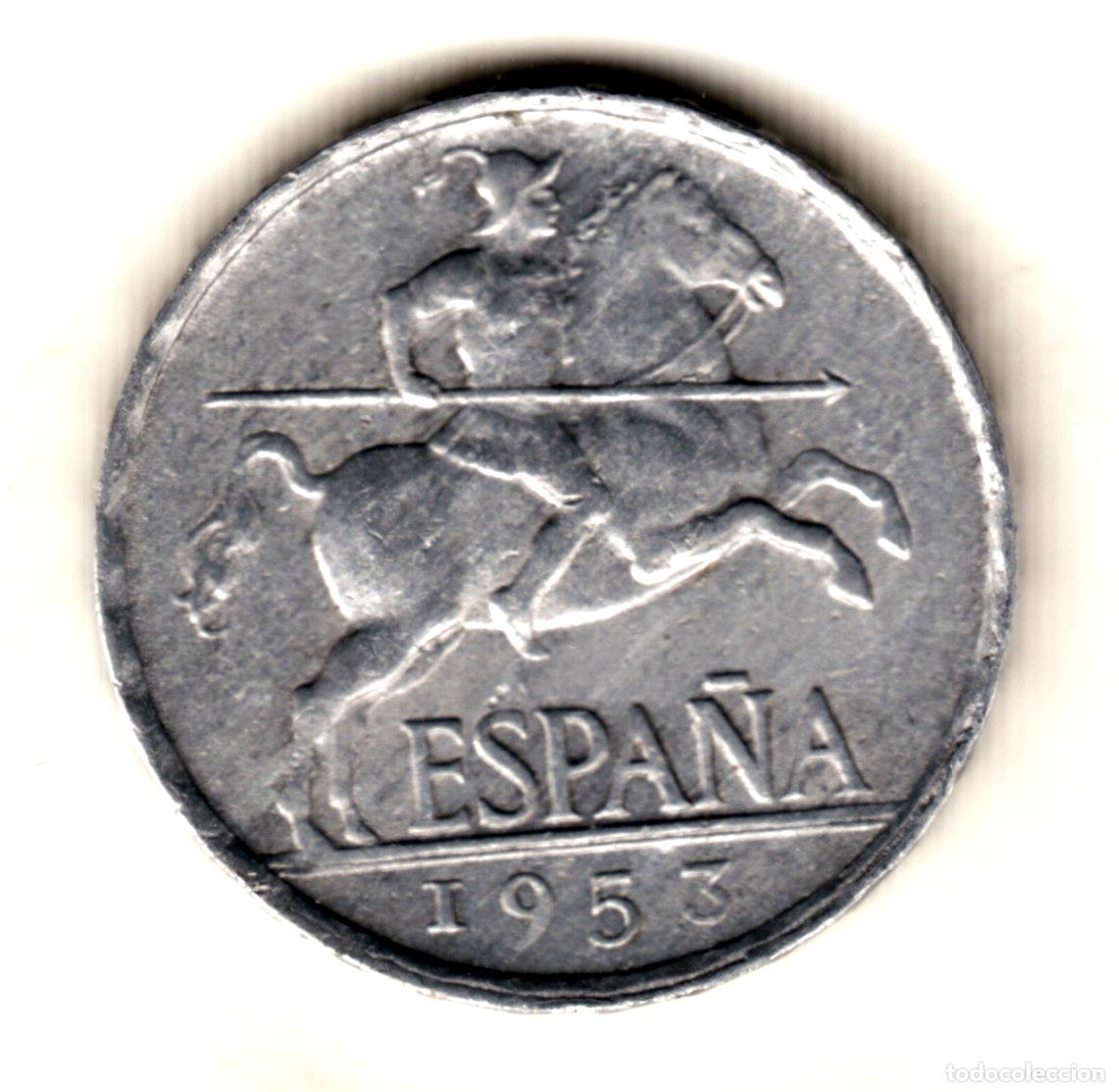 Monedas Franco: ESPA&Ntilde;A 5 Centimos alumnio 1953 practicamente sin circular