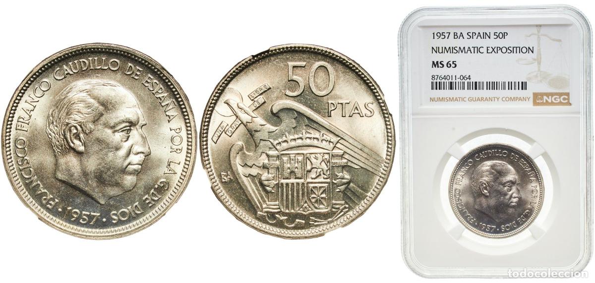 Monedas Franco: Spain Nationalist Government 1957 BA 50 Pesetas - Francisco Franco Copper-nickel (75% copper, 25% n