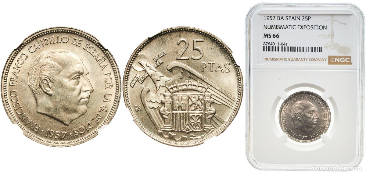 Monedas Franco: Spain Nationalist Government 1957 BA 25 Pesetas - Francisco Franco Copper-nickel (75% copper, 25% n