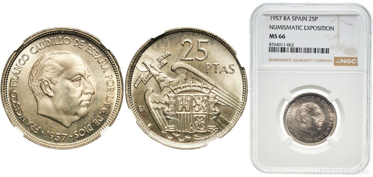 Monedas Franco: Spain Nationalist Government 1957 BA 25 Pesetas - Francisco Franco Copper-nickel (75% copper, 25% n