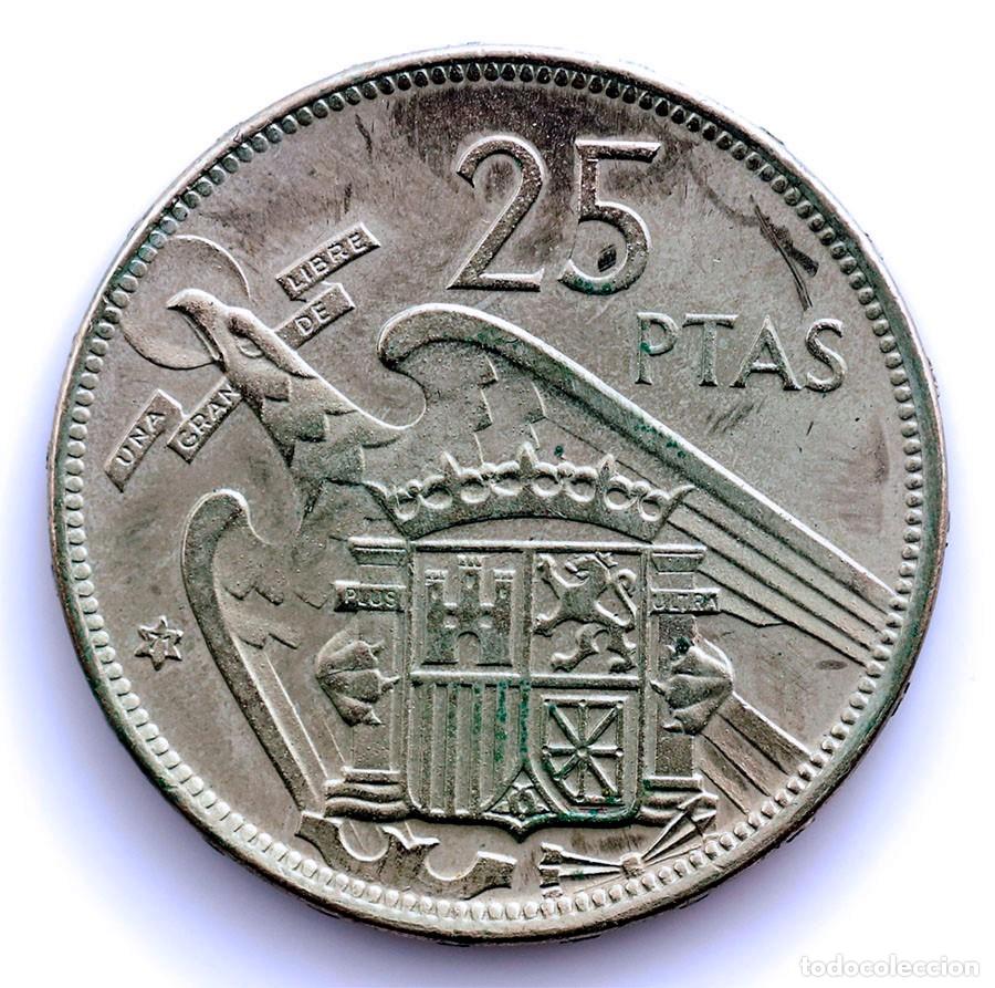 Monedas Franco: Franco. 25 Pesetas. 1957*71. Madrid. Procedente Tira FNMT. N&iacute;quel 8,5 g. ESCASA