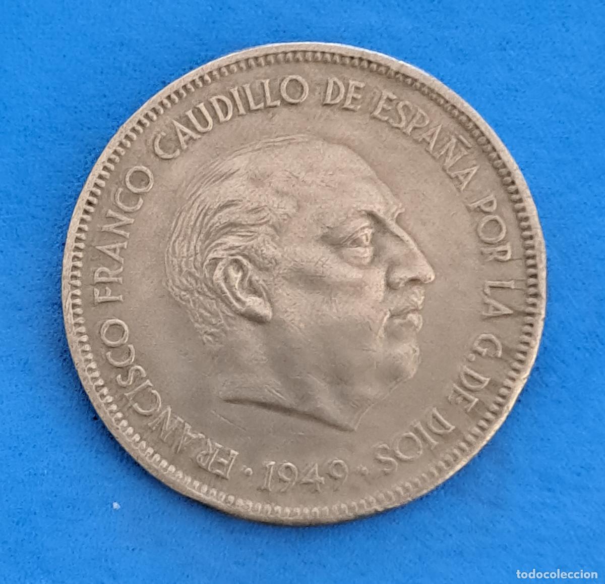 Monedas Franco: FRANCISCO FRANCO - 5 PESETAS - A&Ntilde;O 1949 - ESTRELLAS 19 50 - NIQUEL
