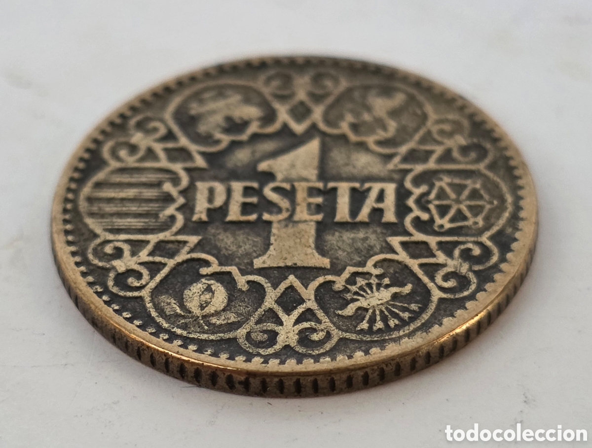 Monedas Franco: Moneda Una Peseta 1944 - Foto 2