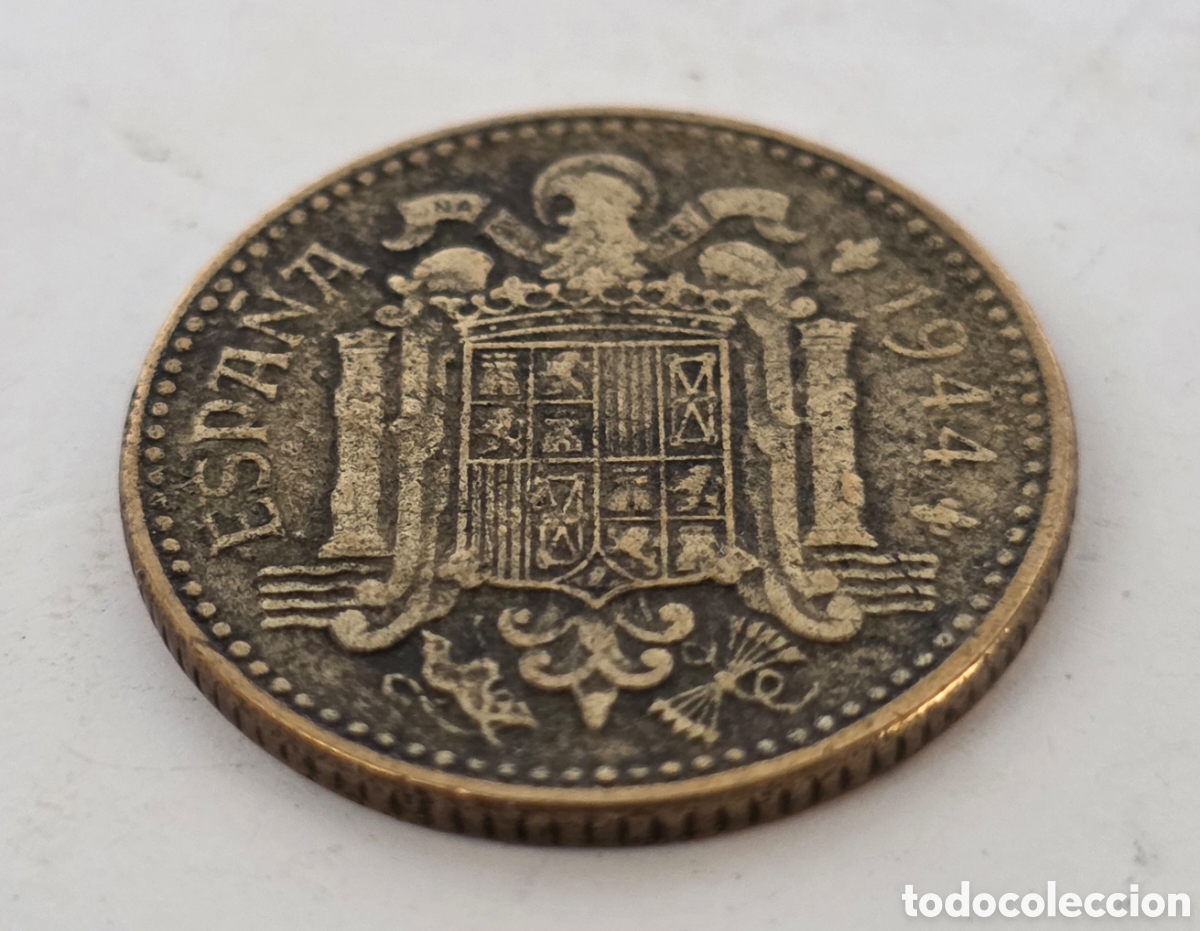 Monedas Franco: Moneda Una Peseta 1944 - Foto 4