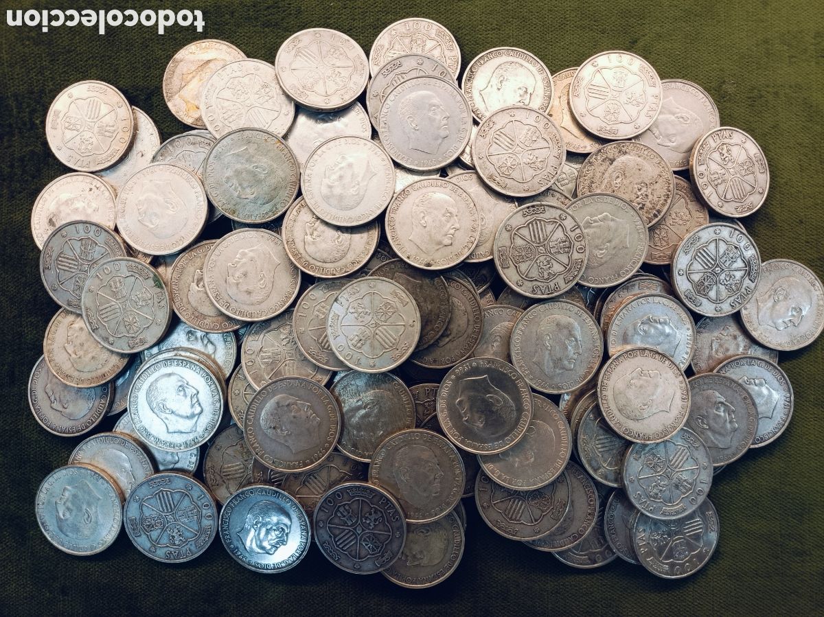Monedas Franco: GRAN LOTE DE 125 MONEDAS DE PLATA 100 PESETAS . FRANCO