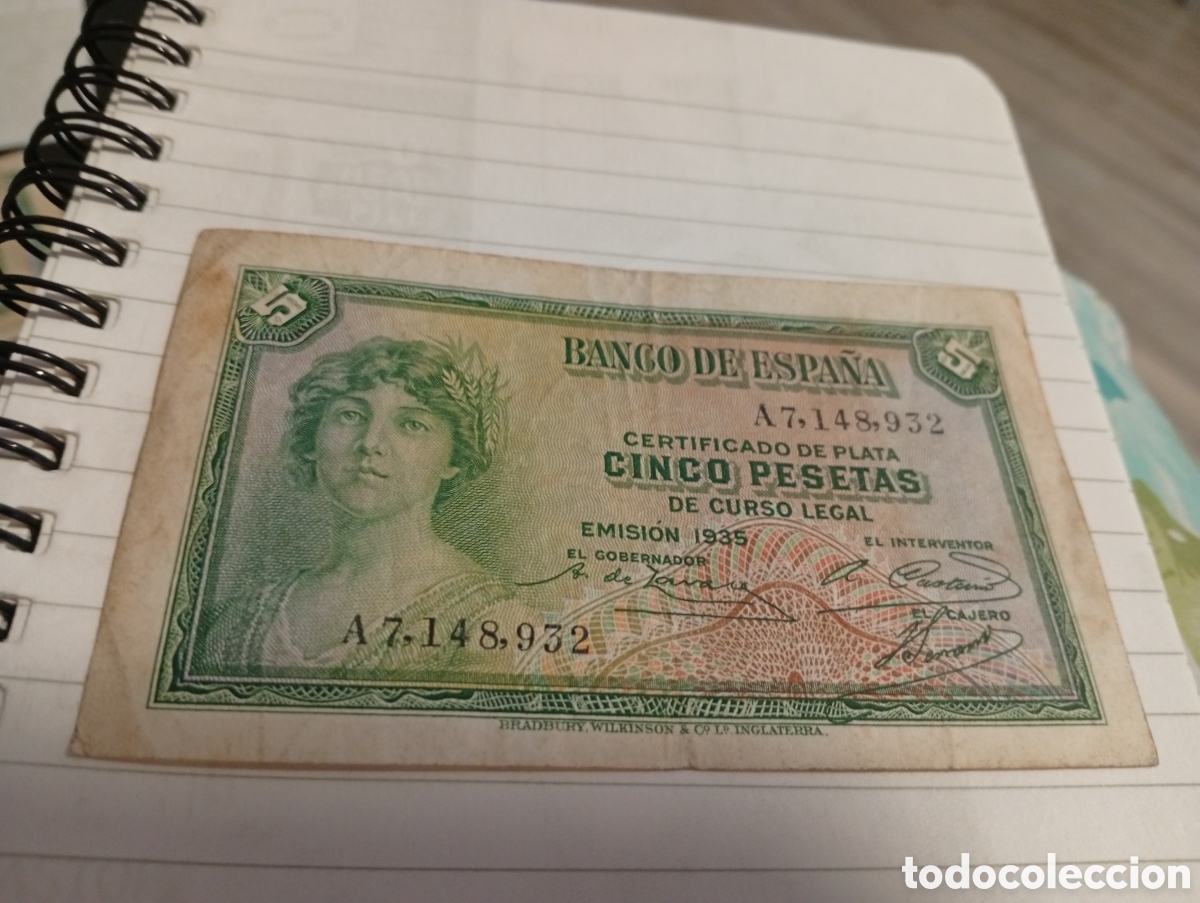 Monedas Franco: Billete 5 pesetas 1935