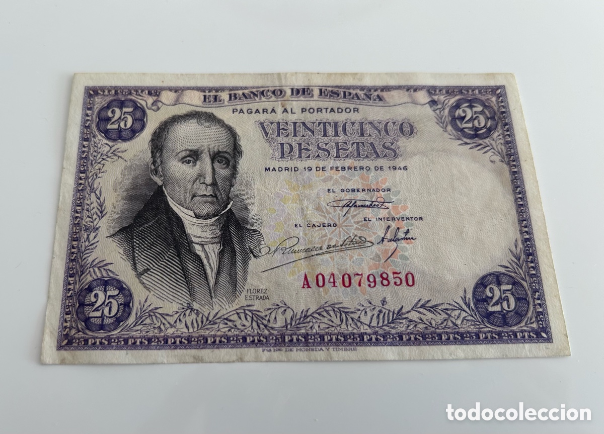 Monedas Franco: BILLETE DE VEINTICINCO PESETAS DE 1946. SERIE A