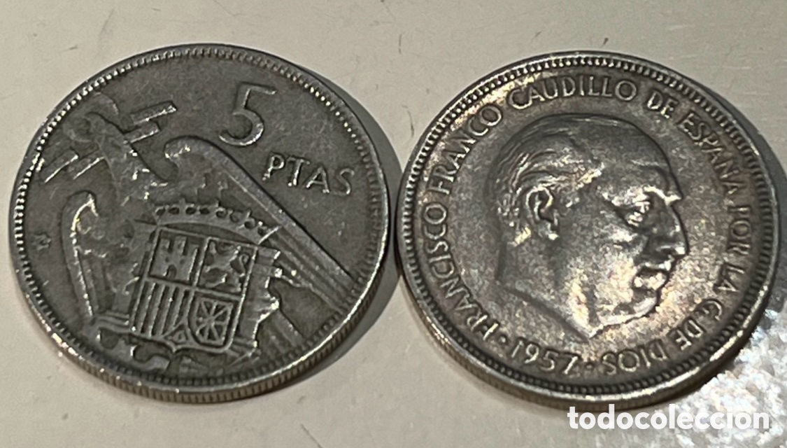 Monedas Franco: Moneda. Espa&ntilde;a. Franco. 5 Pesetas. 1957*60.
