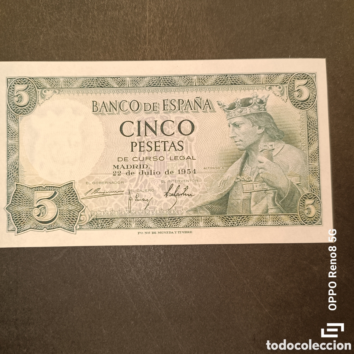 Monedas Franco: Billete de 5 pesetas 1954
